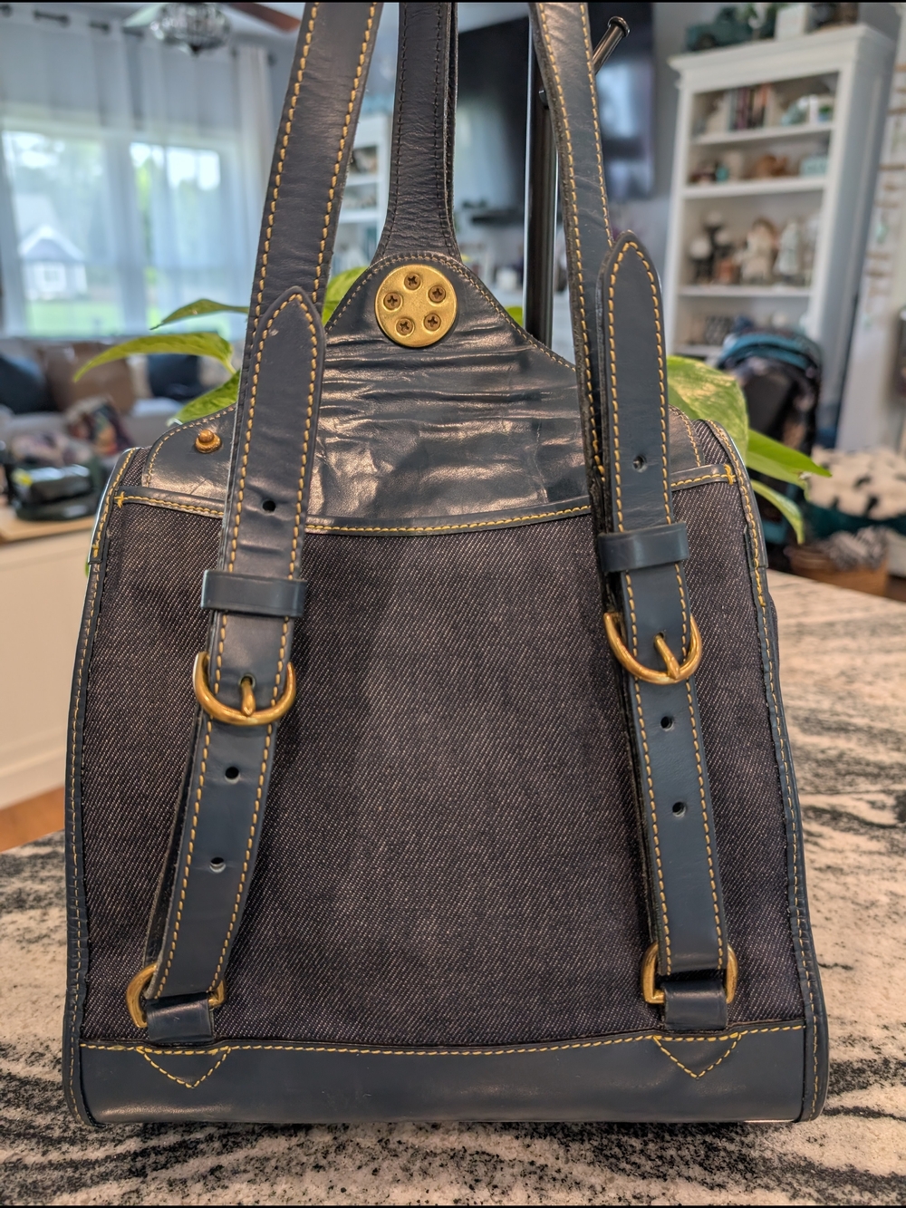 Dooney & Bourke Cabriolet Denim Drawstring Backpack - VINTAGE - Picture 4 of 7
